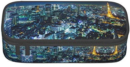 Niedliches Schneemann-Federmäppchen, großes Fassungsvermögen, für Teenager, Jungen, Mädchen, Schule, Studenten, für Arbeit, Büro, Tokyo City, Einheitsgröße, Koffer