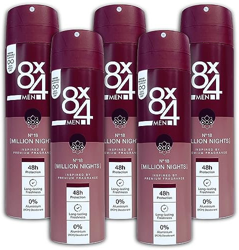 5 er Pack 8x4 MEN Anti-Transpirant Spray N°18 Million Nights Deospray Deo 5 x 150ml