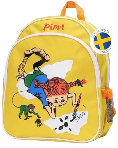 Pippi Langstrumpf Reisetasche – Gelber Kinder Koffer – Rucksack für Mädchen und Jungen – Kunststoff und Polyester - Alter 3+