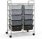 GIANTEX Rollwagen mit 10 Schubladen stapelbar, Schubladenwagen Badrollwagen Küchenwagen mit feststellbaren Rollen, Aufbewahrungswagen Haushaltswagen für Küche Bad Büro 65,5x37x87cm Hellgrau+Schwarz