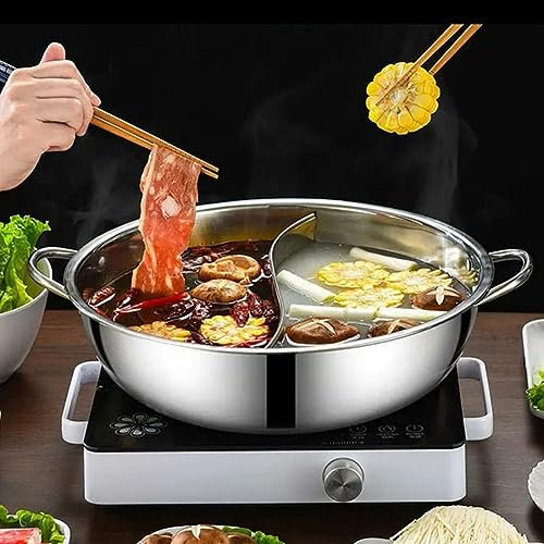 Pentole in acciaio con doppia divisione, 28 cm e 30 cm, pentola per zuppa calda, miscelazione inodore, compatibile con fornelli a gas (B)