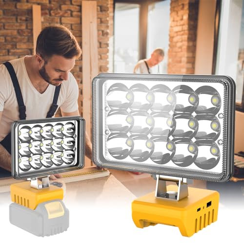 T-SUN 20000LM Super Brillante Foco de Trabajo LED para Dewalt Batería, 80W Luces de Trabajo Portátiles Recargables con 3 Modos Foco LED Recargable para Camping, Trabajo, Emergencia (Sin Batería)