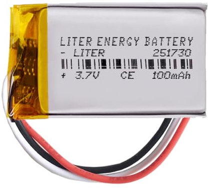 Batterie à 3 Fils 251730 LiPo 3.7V 100mAh 0.37Wh 1S 5C Liter Energy Battery Rechargeable avec PCM thermistance NTC Montre électronique Ne Convient Pas à la Radiocommande 32x17x3mm (3P|100mAh|251730)