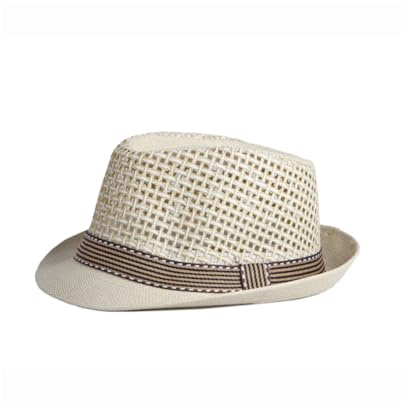 Strohhut für Damen und Herren, Netzstoff, Trilby-Hut, Panama, kubanischer Sommer, Strand, Sonne, Outdoor, Hellkhaki, Einheitsgröße