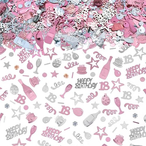 AIVEKE Konfetti 18 Geburtstag Deko - Glitzer Rosegold Happy Birthday Konfetti Partydekoration Geburtstag Streudeko Geburtstag Deko Tischdeko Geburtstagskonfetti