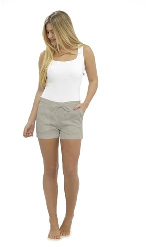 Womens Linen Shorts Stone UK 14
