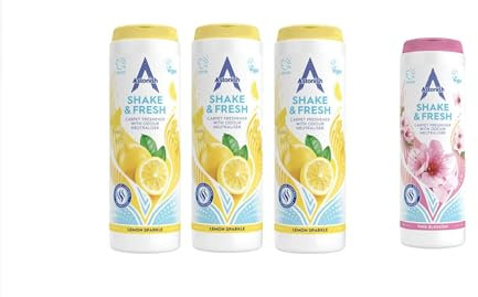 Fab Int Products 3 Pack Astonish Shake n Fresh Carpet Freshener Powder - Astonish Shake n Fresh Carpet Deodoriser-Highly Scented-Carpet Cleaner(Lemon Sparkle) & 1 pack Pink Blossom