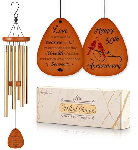 SteadStyle Windspiel zum 50. Hochzeitstag, Happy 50th Wedding für Eltern, Ehemann, Ehefrau, Paare, Freunde – Geschenk zum goldenen Jahrestag