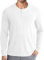 COOFANDY Mens Henley T Shirts Long Sleeve Button Shirts Grandad Tshirt Regualr Fit Thermal Tops Casual Smart Shirts White XXL
