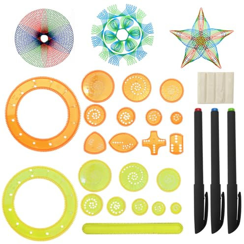 ZMDMAH Spiral Designer, 28 Stück Multifunktionales Spirograph Set,Spiral Drawing Spielzeug Set, Mandala Designer für Kinder, Spirograph Kinder ab 8, Zeichenschablonen, Malschablonen