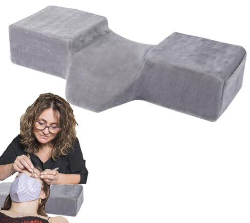 Kissen für Wimpernverlängerungen, gebogenes Memory-Schaum-Wimpernbettkissen mit Nacken- und Rückenstütze, Unterstützung für Nackenkissen, Wimpernbettkissen mit Seitentasche, ergonomische Kurve zur Ver