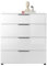 Stella Trading Kommode SANTORIN weiß mit Glasfront, Schrank Korpus in weiß mit Oberboden in Glas und Schubladen für Ihren Wohnbereich - 90 x 99 x 40 cm (B/H/T)