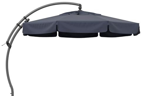Sun Garden Easy Sun TM Ampelschirm 350 cm | rund | Aluminium Silber | 100% Olefin (ca. 190 g/m²) | 360° drehbar | Öffnung mit Kurbel | Bezug in Indigoblau B151