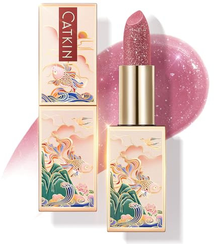 CATKIN Moonlight Lip Balm, Natural Glitter Tinted Lip Balm, Chapstick Lip Balms with Vitamin E for 8h Moisture for Dry Cracked Lips, 3.3g