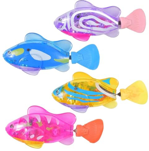 4 Stück Elektronische Fisch,Schwimmende Fische Spielzeug,Roboter-Fisch,Wiederverwendbare Schwimmende Roboterfische,schwimmt in mehrere Richtungen,Baby Badespielzeug Set für Kinder