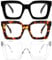 REAVEE 3 Pack Oprah Style Oversized Reading Glasses for Women Men, Blue Light Blocking Computer Thick Frame stylish Square Readers with Spring Hinge((Black/Tortoise/Clear, 2.75)