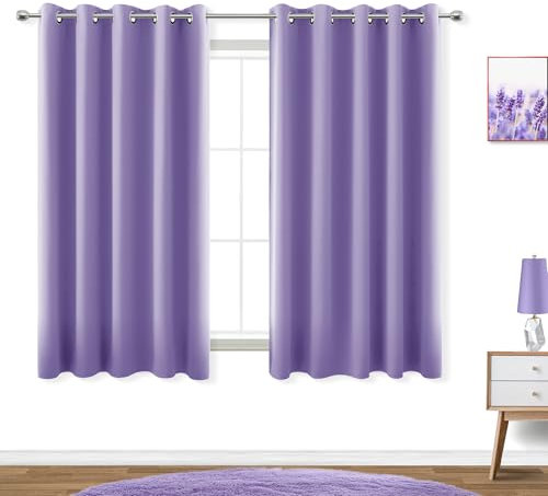 KOUFALL, Vorhänge für Badezimmer, Kleines Fenster, 2 Paneele, Verdunkelnd, Kurze Vorhänge für Schlafzimmer, Kinderzimmer, Mädchenzimmer, 152 x 114 cm Länge, Orchidee, Immergrün