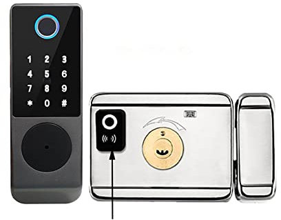 Serrure Connectée, Pas de câblage étanche Tuya serrure de porte intelligente Double face empreinte digitale serrure de jante carte à puce Code numérique serrure électronique extérieure ,Smart Lock fac
