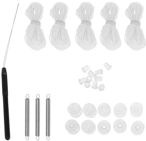 MUCKLILY Reparaturset Plissee Fensterrollo Wohnmobil Fensterabdeckung Weiß Langlebig Mit Schnurspanner Endkappen Feder Für Yacht Und Caravan