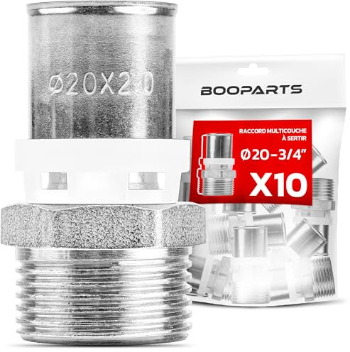 BOOPARTS – 10 Stück – Press-Übergang mit Außengewinde Ø20–3/4M | Gerade Adapter | Pressfitting TH-Kontur | Messing/Edelstahl | Für Mehrschichtverbundrohre | Sanitär & Heizung