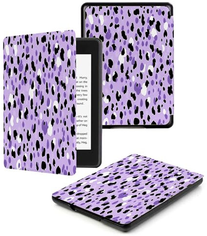 Case Compatible for 6 Kindle Paperwhite 5th/6th/7th Generation 2012/2013/2015,Lightweight Slim Soft PU Case Cover Skin for Paperwhite 5 6 7 Gen Purple Fashion Leopard