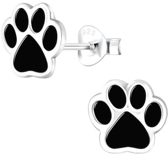 Monkimau Mädchen Ohrringe Paw Print | Ohrstecker aus 925 Sterling Silber | Kinderohrringe hypoallergen
