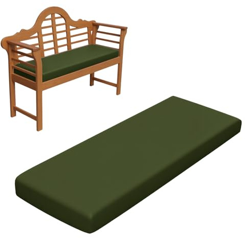 RZYW 5cm Dicke Wasserfest Sitzkissen Outdoor, Sitzauflage Sitzkissen Bank Auflage Ersatzpolster, rutschfeste Waschbare Bankauflage Bankkissen Sitzauflagen Gartenmöbel Bank Polster,Army Green,105x45cm