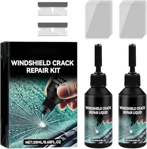 2Pcs Windscreen Repair kit, Windshield Crack Repair Kit, Windscreen Scratch Remover Tools, Glass Repair Kit, DIY Glass Cracked Repair Kits for Quick Fix Windscreen Cracks, Scratch, Chips, Nicks