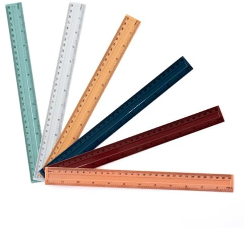 6er Pack Kunststoff Lineal, 30cm Flexibles Präzisionslineal, 6 Farben, Messwerkzeug für Schule, Büro, Zuhause (12 Zoll)