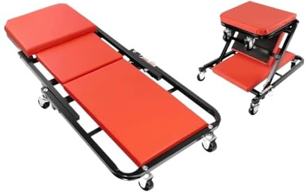ZythrXLate Garagen-Werkstatthocker, 2-in-1, Faltbarer Auto-Rollsitz mit 6 Lenkrollen, verstellbare Liege-/Sitzposition for die Autowartung für Reparatur, Wartung