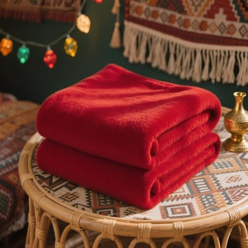 LZJD Sofa Überwurfdecke 120 x 200 cm Weich/Warm/Leicht Flauschig Decke Fleecedecke Geeignet für Alle Jahreszeiten für Sofa/Couch Und Tagesdecke, Rot