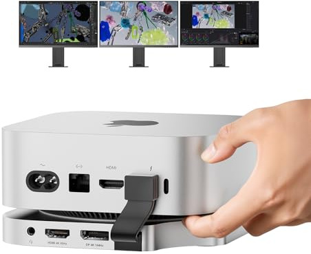 Minisopuru iExpandMate MINI4MAX - Base para Mac Mini M4 con HDMI 4K a 60Hz, 4K a 144Hz DP, carcasa SSD M.2 NVMe de 8 TB, hub USB C Mac mini base y soporte para Mac Mini M4/M4 Pro (ranura TF/SD, 3