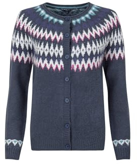 Weird Fish Hatty Fair Isle Cardigan Navy Size 10. (Jumper/Sweater/Fleece)