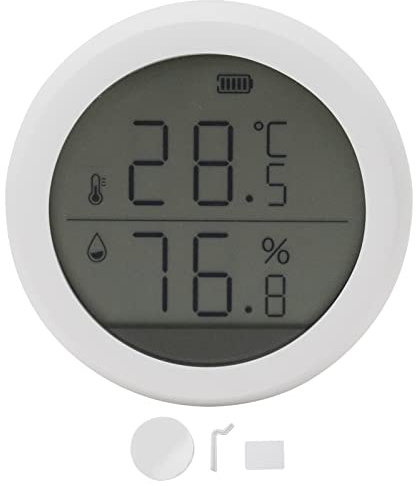 Segrehy Zigbee Temperatur- und Feuchtigkeitssensor, Smart Home Innensensor mit LED-Anzeige, Präzise Messung, Kompatibel, für Home-Office, Gewächshaus & Babyzimmer, 6 x 6 x 2,5 cm