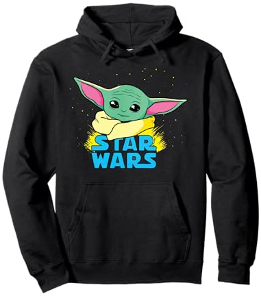 Star Wars Logo The Mandalorian Grogu Comic Illustration Cute Pullover Hoodie