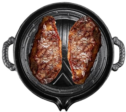 Bistecchiera in ghisa, 28 cm, per barbecue all'aperto, piastra antiaderente a cupola in ghisa, non rivestita, a forma di , piastra per grigliare