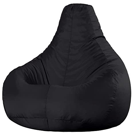 Bean Bag Bazaar Dalton Gaming Sitzsack für Erwachsene, Schwarz, Outdoor Sitzsack mit Füllung, Bean Bag, Wasserabweisender Stoff, Bequemer Sessel für Wohnzimmer, Garten, Terrasse