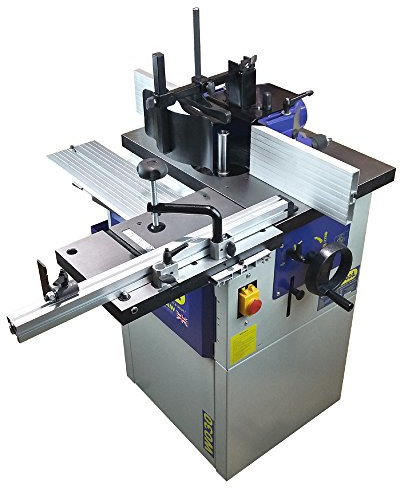 CHARNWOOD W030P Woodworking Spindle Moulder with Cutter Block & Drum Sanding Kit, 1/2 Routing Collet Included, 4 Speeds, Cast Iron Main Table & Tenoning Table