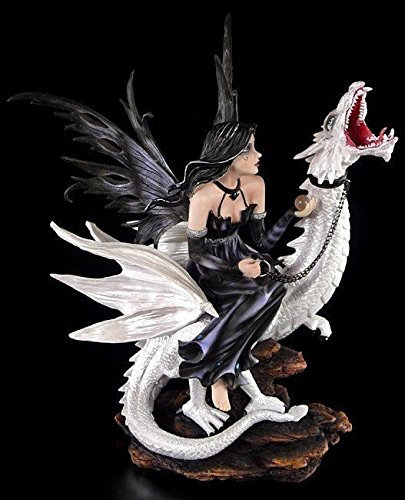 Unbekannt Große Drachen-Figur mit Gothic Elfe - Imperium Ramayana - Elfenfigur Drachenfigur Elfe Fee Fairy Deko