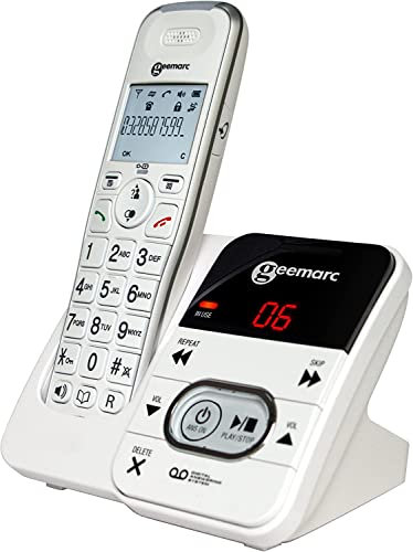 Geemarc Amplidect 295 - Amplified Cordless Home Telephone with Answering Machine and Extra Large Buttons for Seniors - Low to Medium Hearing Loss - Hearing Aid Compatible - UK Version