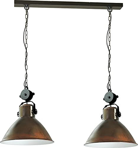 Exklusive Pendelleuchte (Tiefe: 1,4m max., 2-flmg, Industrie, Vintage, in Schwarz, Schale, einzelne Pendel) Küchenlampe Innenlampe Industrielampe Hängestrahler Hallenleuchte Fabriklampe