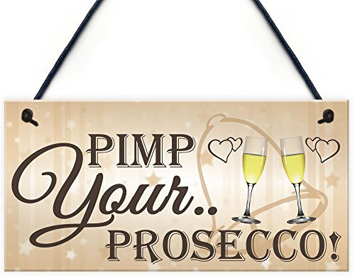 RED OCEAN Pimp Your Prosecco Lustiges Hochzeits-Grußschild, Gasteingang, Dekoration
