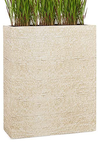 Pflanzwerk® Jardinera Fibra de Vidrio Divider Antiguo Arena 72x60x25cm *Maceta a Prueba de heladas* *Protección UV* *Calidad Europeo*