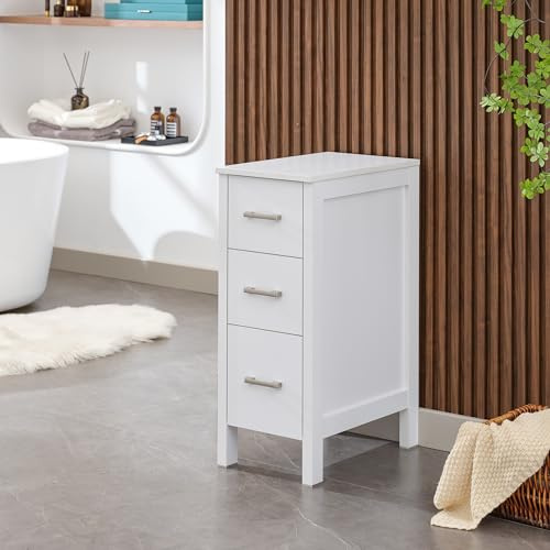 UEV Bathroom Drawer Organizer,Free Standing Single Vanity,Nightstand,12 Lx20 Wx30 H, Made of MDF Wood,Vertical Dresser Storage Tower Vanity for Bedroom/Hallwa/Entryway,Self-Assemble,3 Drawers