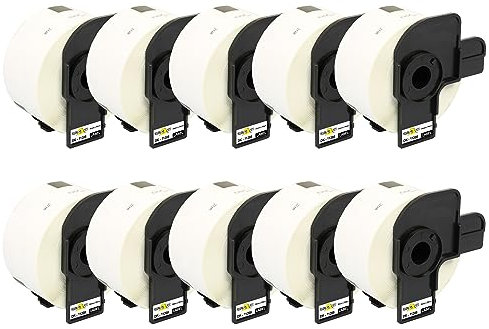 Yellow Yeti 10 Ersatz Etikettenrolle DK-11208 Rolle Etiketten Weiße Kompatibel mit Brother P-Touch QL 1050N 1060N 1100 500 500BW 550 570 580 580N 700 710W 800 810W 820NWB