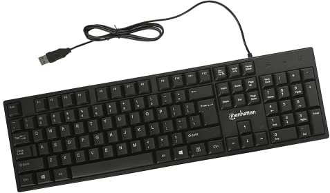 Manhattan-Products Kabelgebundene Tastatur - Klassische PC Tastatur mit USB, Gaming, Keyboard, Computer, Zubehör - Schwarz/1,5m Kabel (QWERTZ Layout)