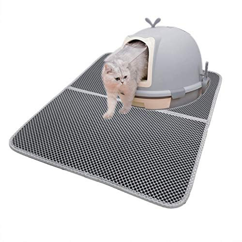 JZK Grau Katzenklo Matte wasserdichte Doppelte Schichte Katzenstreu Matte 70 x 55cm Katzenklo Unterlage schützen Fußboden und Teppich für Katze Kätzchen