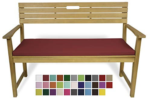 Rollmayer Bankkissen Bankauflage Sitzkissen Bankpolster Auflage für Bänke in Haus und Garten Kollektion Vivid, 1 Stück (Weinrot 13, 140x50x4cm)