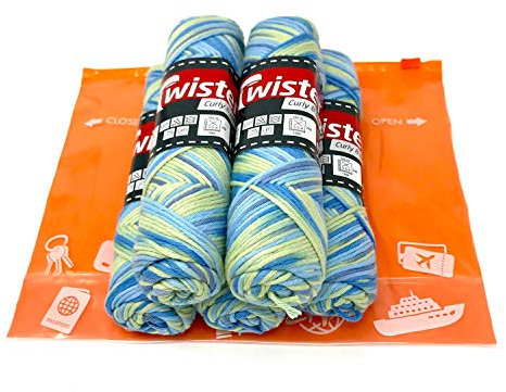 Farbverlaufsgarn Haekelgarn Baumwollgarn Stricken Haekeln Basteln 5x50g Fb.112 blau-grün inkl.Zippbeutel