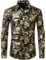 PARKLEES Men's Luxury Paisley Gold Shiny Printed Stylish Slim Fit Button Down Dress Shirt PZLCL18 Black Gold M